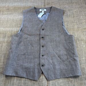 NEW Joseph Abboud Men's 5 Button Brown 100% Linen Vest Size Large NWT